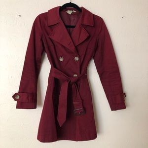 Banana Republic Crimson Red Lined Trench Coat